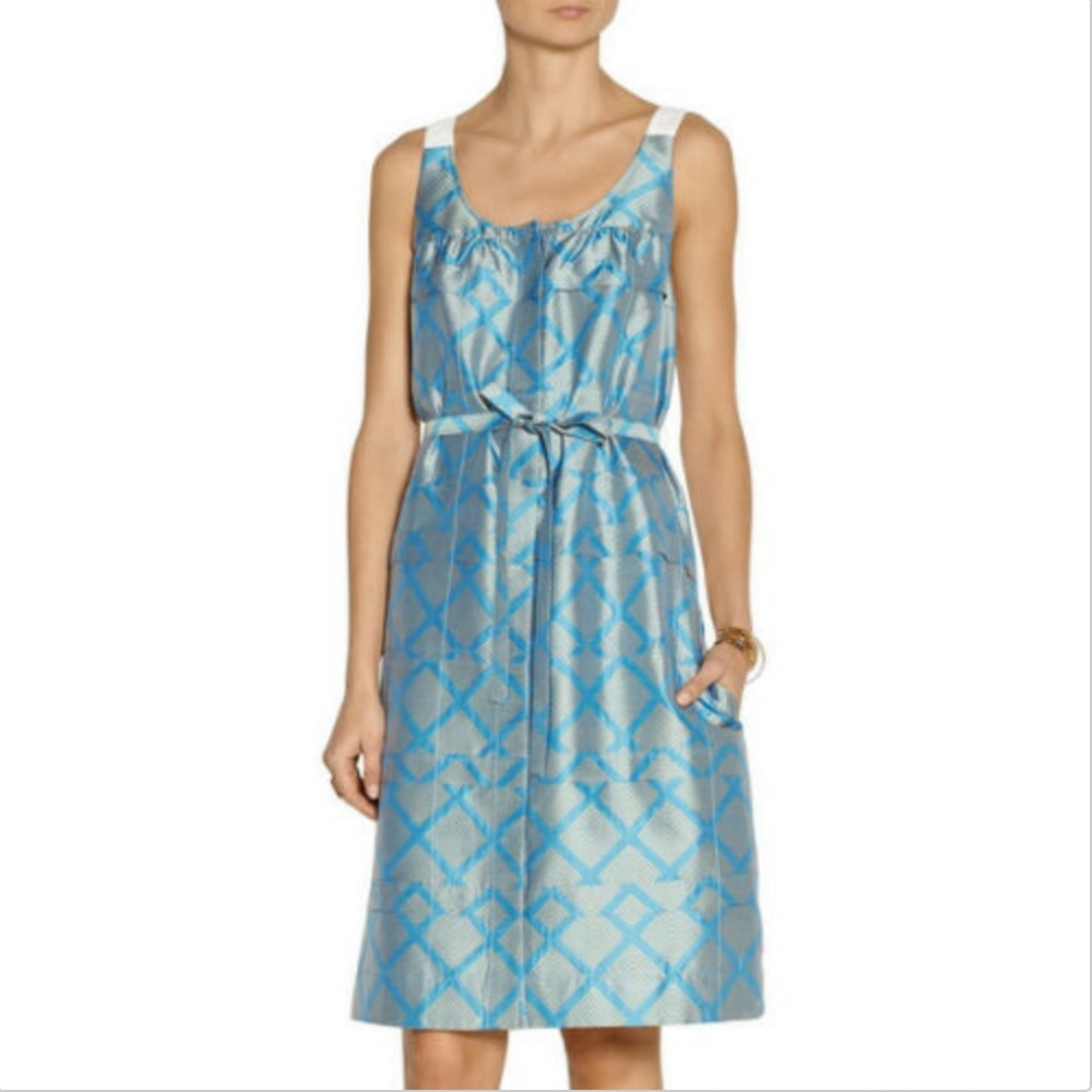 MAIYET Blue Silk-jacquard and satin-crepe dress